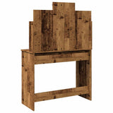 Dressing Table with LED Lights Old Wood 96x40x142 cm 857025