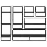 Wall Shelf Set 6 pcs Black Oak 100 x 25 x 30 cm Engineered Wood 882849