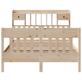 ZNTS Bed Frame without Mattress 140x190 cm Solid Wood Pine 3323272