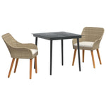 Garden Dining Set with Cushion 3 pcs Beige Poly Rattan 3261691
