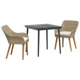 Garden Dining Set with Cushion 3 pcs Beige Poly Rattan 3261691