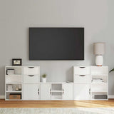 5 Piece TV Units with Storage "ODDA" White Solid Wood Pine 3365369