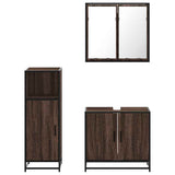 3 Piece Bathroom Furniture Set Brown Oak Engineered Wood 3300949