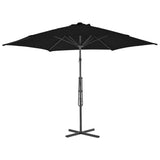 Garden Parasol Black Polyester, Powder-Coated Steel Large 312520