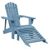 Adirondack Chair with Ottoman Blue Solid Wood Fir 4007242