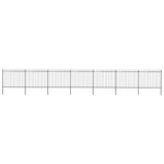 ZNTS Garden Fence with Spear Top Steel 11.9x1.5 m Black 277635