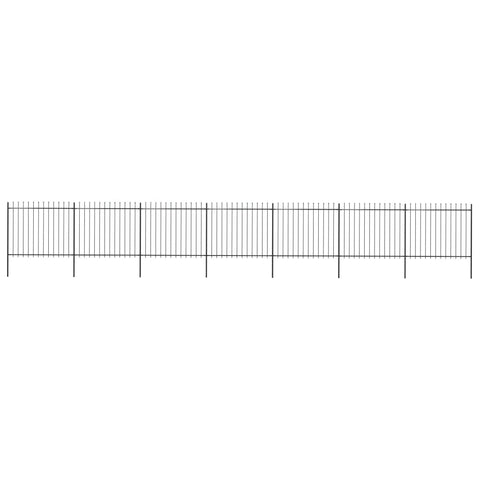 ZNTS Garden Fence with Spear Top Steel 11.9x1.5 m Black 277635