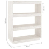 Book Cabinet/Room Divider White 80x35x103 cm Solid Pinewood 810885