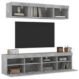 5 Piece TV Wall Units with LED Concrete Grey Engineered Wood 3216721