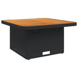 Garden Table Black 80x80x71 cm Poly Rattan and Acacia Wood 368269