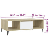 Coffee Table White and Sonoma Oak 103.5x60x35 cm Engineered Wood 806027