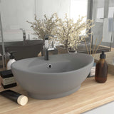 Luxury Basin Overflow Oval Matt Light Grey 58.5x39 cm Ceramic 146938