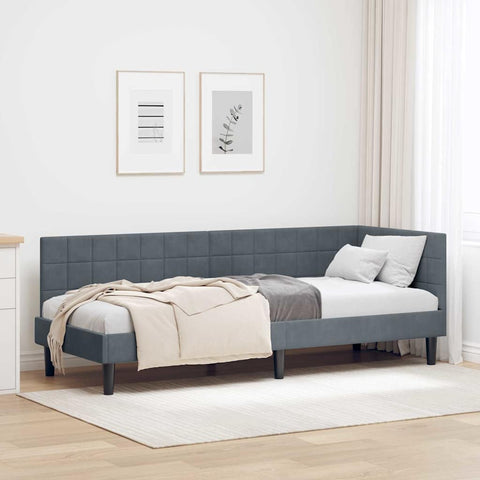 Corner Bed Frame with Headboard Dark grey 80 x 200 cm Velvet 42016409