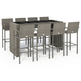 Garden Bar Set Grey Poly Rattan Large Footrest Bar Table Set 3187673