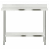 Kitchen Work Table with Backsplash 110x55x93 cm Stainless Steel 376466