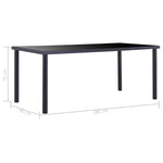 ZNTS Dining Table Black 180x90x75 cm Tempered Glass 281855