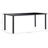 ZNTS Dining Table Black 180x90x75 cm Tempered Glass 281855