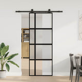 Sliding Door with Hardware Set 76x205 cm Tempered Glass&Aluminium 3333031