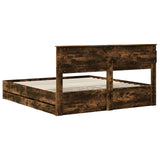 Bed Frame with Drawer Smoked Oak 180 x 200 cm Engineer Wood 3409831