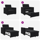 Pull out Sofa Bed Single Black 90 x 165 x 87 cm Velvet 42002703