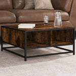 ZNTS Coffee Table Smoked Oak 60.5x60.5x30 cm Engineered Wood and Metal 848766