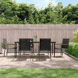 7 Piece Garden Dining Set Black Textilene and Steel 3187039