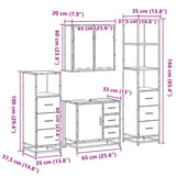 ZNTS 4 Piece Bathroom Furniture Set Brown Oak Engineered Wood 3301259