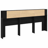 Headboard Cabinet with Shelf Black Oak 220 x 18.5 x 102.5 cm 862092