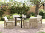 Garden Dining Set 5 pcs Beige Poly Rattan 3380633