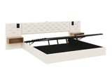 Beige Wide Headboard Upholstered Bed with charging station & Bedside Storage, package 1 N652P324284W