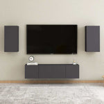 TV Cabinets 2 pcs Grey 30.5x30x60 cm Engineered Wood 803331