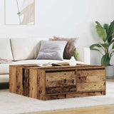 Coffee Table with Drawers Old Wood 100x100x40 cm 3328406