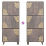 Highboard Grey and Gold 40 x 33 x 110 cm Solid Mango Wood 4018801