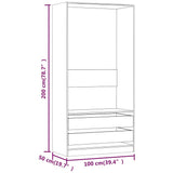 Wardrobe Grey Sonoma 100x50x200 cm Engineered Wood 815346