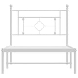 Metal Bed Frame without Mattress with Headboard White 90x200cm 374381