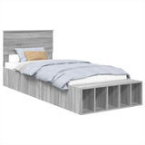 Bed Frame with Shelf Grey Sonoma 100 x 200 cm Engineered Wood 3408401