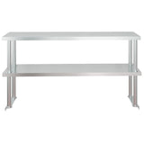 Kitchen Work Table with Overshelf 120x60x145 cm Stainless Steel 3155992