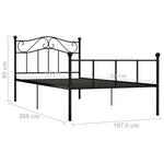 ZNTS 284524 Bed Frame without Mattress Black Metal 100x200 cm