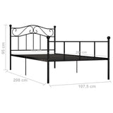 284524 Bed Frame without Mattress Black Metal 100x200 cm