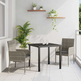Garden Dining Set with Cushion 3 pcs Grey Poly Rattan 3380106