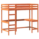 Loft Bed without Mattress Wax Brown 90x200 cm Solid Wood Pine 842853