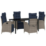 Garden Dining Set with Cushion 5 pcs Grey and Black Rattan 3380585