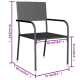 Garden Dining Set Black PE Rattan Small Stackable 3098033