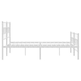 Metal Bed Frame without Mattress with Footboard White 160x200cm 355729
