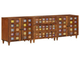Sideboard 3 pcs Walnut 60 x 33.5 x 75 cm Solid Mango Wood 3310089