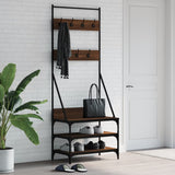 Clothes Rack with Shoe Storage Brown Oak 70x40x184 cm 837846