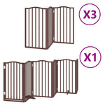 Dog Gate with Door Foldable 15 Panels Brown 750 cm Poplar Wood 3155608