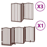 Dog Gate with Door Foldable 15 Panels Brown 750 cm Poplar Wood 3155608