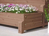 2-Tier Garden Bed with Trellis, Wooden Elevated Planter Box with Drainage Holes, Outdoor T3398P325340