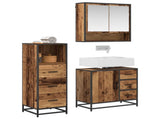 Bathroom Furniture Set with Door 3 pcs Old Wood Engineered Wood 3402332